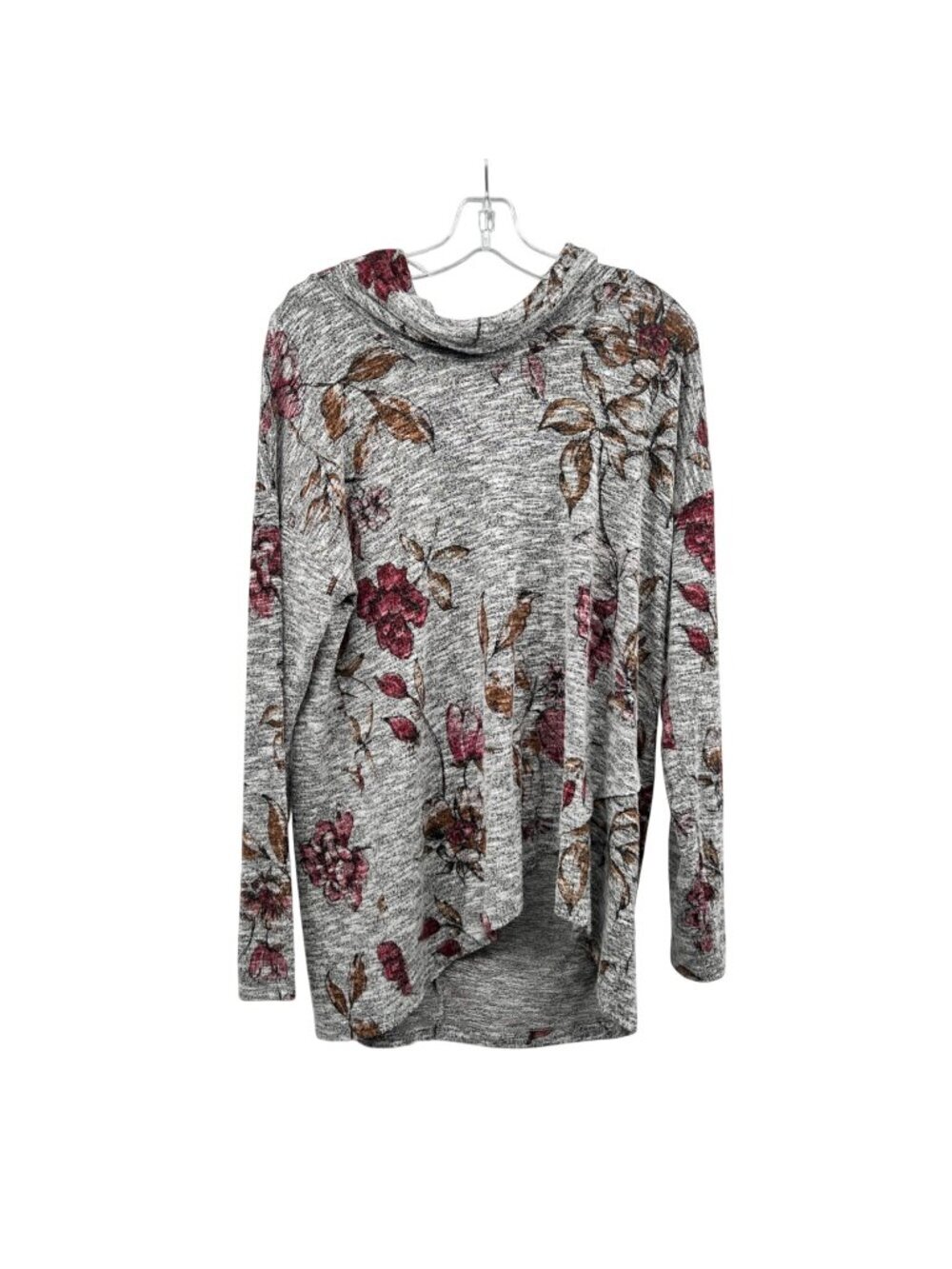 Maurices 24/7 Womens Floral Pullover Top Cowl Neck Long Sleeve Multicolor Large